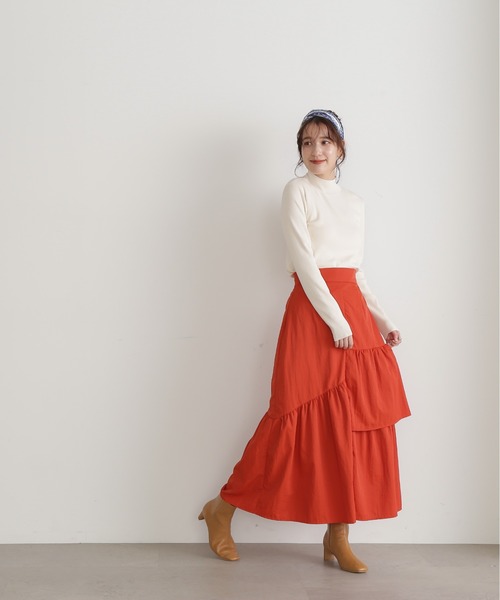 N.（N. Natural Beauty Basic）（エヌエヌナチュラルビューティーベーシック）の「◆総針ボトルネック長袖ニット（Tシャツ/カットソー・レディース・オフホワイト/グリーン/ブラック/パープル・MEDIUM）」の7枚目の写真