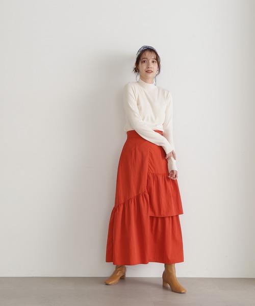 N.（N. Natural Beauty Basic）（エヌエヌナチュラルビューティーベーシック）の「◆総針ボトルネック長袖ニット（Tシャツ/カットソー・レディース・オフホワイト/グリーン/ブラック/パープル・MEDIUM）」の8枚目の写真