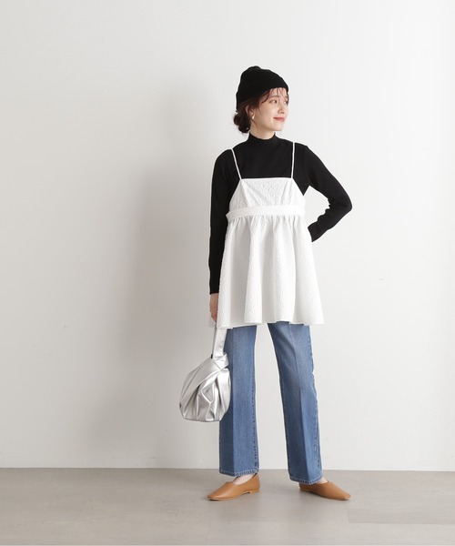 N.（N. Natural Beauty Basic）（エヌエヌナチュラルビューティーベーシック）の「◆総針ボトルネック長袖ニット（Tシャツ/カットソー・レディース・オフホワイト/グリーン/ブラック/パープル・MEDIUM）」の17枚目の写真