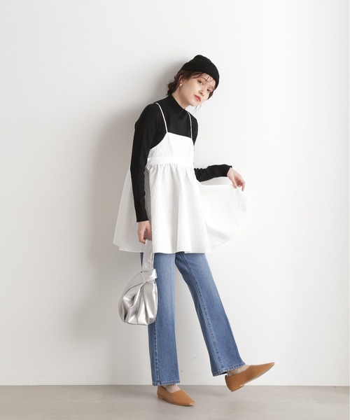 N.（N. Natural Beauty Basic）（エヌエヌナチュラルビューティーベーシック）の「◆総針ボトルネック長袖ニット（Tシャツ/カットソー・レディース・オフホワイト/グリーン/ブラック/パープル・MEDIUM）」の18枚目の写真