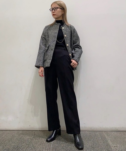 N.（N. Natural Beauty Basic）（エヌエヌナチュラルビューティーベーシック）の「◆総針ボトルネック長袖ニット（Tシャツ/カットソー・レディース・オフホワイト/グリーン/ブラック/パープル・MEDIUM）」の21枚目の写真