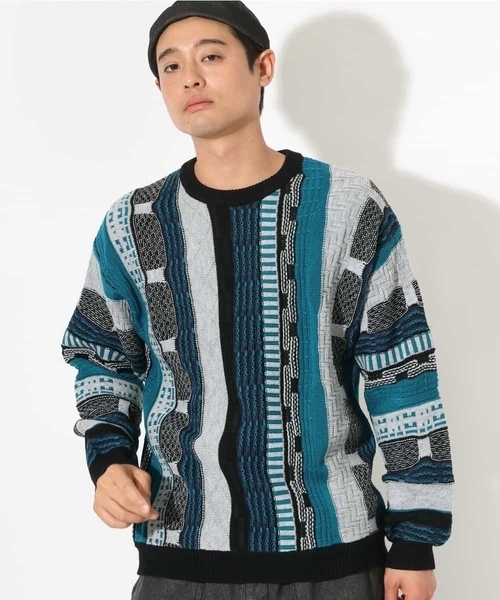 a.v.v（アーヴェヴェ）の「【洗濯機で洗える】3Dワイドシルエットニット（ニット/セーター・メンズ・ライトグレー/ブラック・48/46）」の2枚目の写真