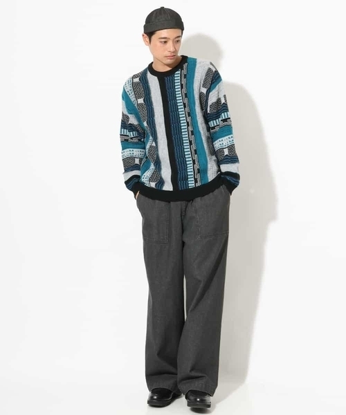 a.v.v（アーヴェヴェ）の「【洗濯機で洗える】3Dワイドシルエットニット（ニット/セーター・メンズ・ライトグレー/ブラック・48/46）」の7枚目の写真