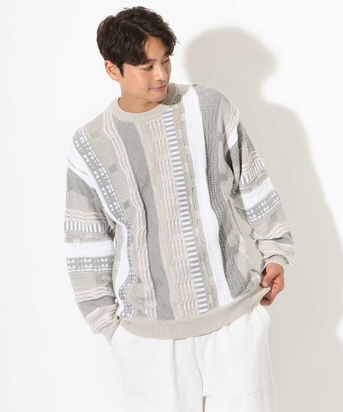 a.v.v（アーヴェヴェ）の「【洗濯機で洗える】3Dワイドシルエットニット（ニット/セーター・メンズ・ライトグレー/ブラック・48/46）」の13枚目の写真