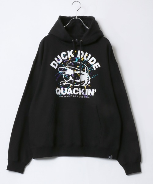 Duck Dude(ダックデュード)の「DUCK DUDE/ダックデュード オーバーサイズ 裏起毛 フロントフェイス バックロゴプリント スウェット プルオーバーパーカー レディース メンズ(パーカー・メンズ・ホワイト/ブラック/グリーン/ブルーグレー・LL/M/L)」の7枚目の写真