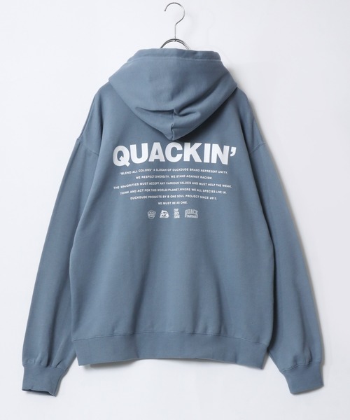 Duck Dude(ダックデュード)の「DUCK DUDE/ダックデュード オーバーサイズ 裏起毛 フロントフェイス バックロゴプリント スウェット プルオーバーパーカー レディース メンズ(パーカー・メンズ・ホワイト/ブラック/グリーン/ブルーグレー・LL/M/L)」の10枚目の写真