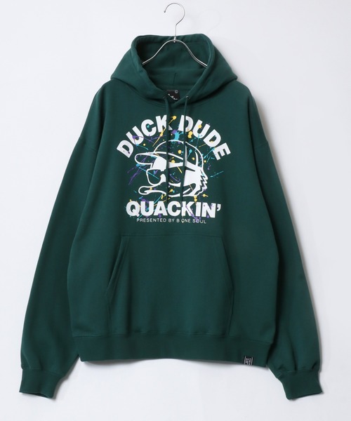 Duck Dude(ダックデュード)の「DUCK DUDE/ダックデュード オーバーサイズ 裏起毛 フロントフェイス バックロゴプリント スウェット プルオーバーパーカー レディース メンズ(パーカー・メンズ・ホワイト/ブラック/グリーン/ブルーグレー・LL/M/L)」の11枚目の写真