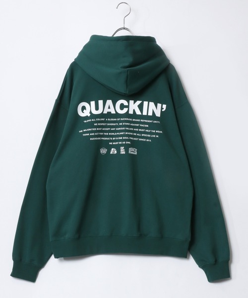 Duck Dude(ダックデュード)の「DUCK DUDE/ダックデュード オーバーサイズ 裏起毛 フロントフェイス バックロゴプリント スウェット プルオーバーパーカー レディース メンズ(パーカー・メンズ・ホワイト/ブラック/グリーン/ブルーグレー・LL/M/L)」の12枚目の写真