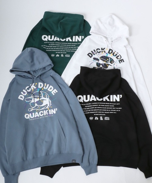 Duck Dude(ダックデュード)の「DUCK DUDE/ダックデュード オーバーサイズ 裏起毛 フロントフェイス バックロゴプリント スウェット プルオーバーパーカー レディース メンズ(パーカー・メンズ・ホワイト/ブラック/グリーン/ブルーグレー・LL/M/L)」の20枚目の写真