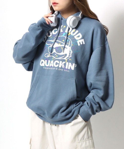 Duck Dude(ダックデュード)の「DUCK DUDE/ダックデュード オーバーサイズ 裏起毛 フロントフェイス バックロゴプリント スウェット プルオーバーパーカー レディース メンズ(パーカー・メンズ・ホワイト/ブラック/グリーン/ブルーグレー・LL/M/L)」の22枚目の写真