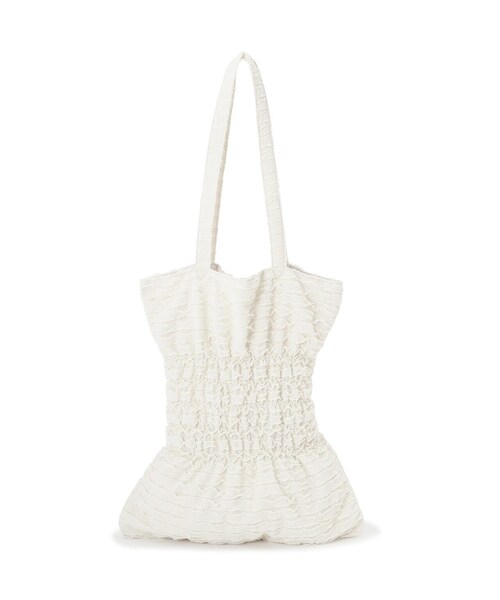 FREE'S MART（フリーズマート）の「◆ウェーブトート（トートバッグ・レディース・ホワイト/ライトグリーン・ﾌﾘ-）」の13枚目の写真