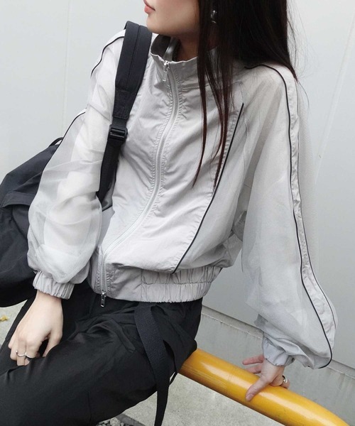 BLATE ニュアンストラックショートブルゾン　beige インデックス index ≪S－LLsize≫ 撥水ギャザーショート