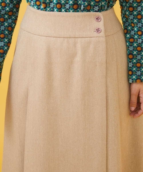 【セール】先染めカルゼ ラップ風スカート（スカート）｜Jocomomola（ホコモモラ）