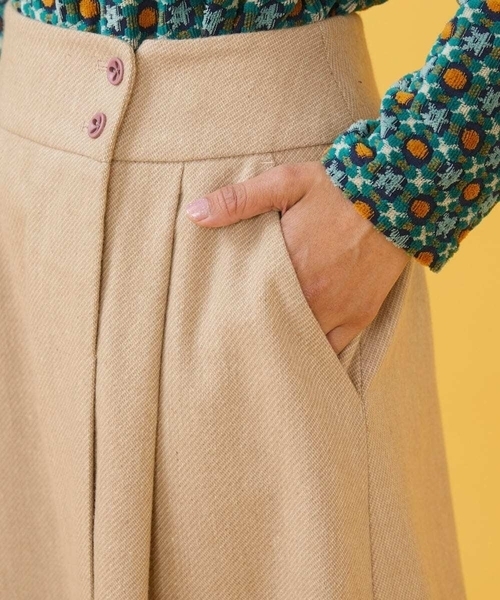 【セール】先染めカルゼ ラップ風スカート（スカート）｜Jocomomola（ホコモモラ）