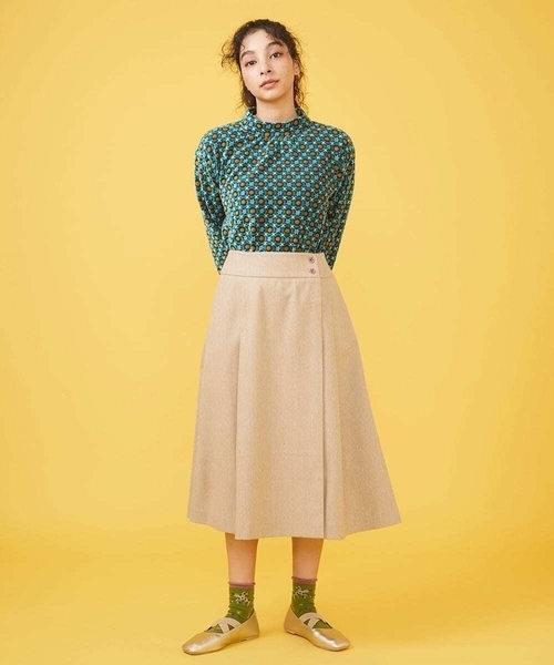【セール】先染めカルゼ ラップ風スカート（スカート）｜Jocomomola（ホコモモラ）