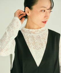 PUAL CE CIN | ストレッチレースハイネックプルオーバー(Tシャツ/カットソー)