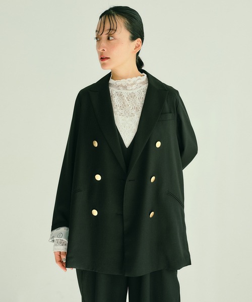 PUAL CE CIN(ピュアルセシン)の「ストレッチレースハイネックプルオーバー(Tシャツ/カットソー・レディース・ブラック/オフホワイト・FREE)」の4枚目の写真