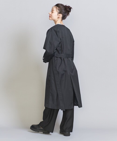 BEAUTY&YOUTH コットンナイロン ノーカラー ベルトコート 撥水加工 BEAUTY&YOUTH UNITED ARROWS（ビューティーアンドユース