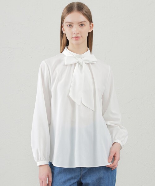 MACKINTOSH PHILOSOPHY(マッキントッシュ フィロソフィー)の「スパンブロードボウブラウス(シャツ/ブラウス・レディース・オフホワイト/ブラック・36/38)」の1枚目の写真