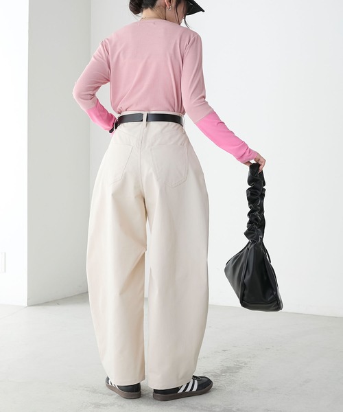 BONLECILL（ボンルシール）の「ハイウエストカーヴィーチノパンツ（チノパンツ・レディース・ブラック/アイボリー/ネイビー/ベージュ・L/M/S）」の10枚目の写真