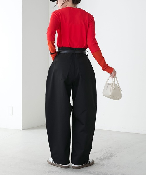 BONLECILL（ボンルシール）の「ハイウエストカーヴィーチノパンツ（チノパンツ・レディース・ブラック/アイボリー/ネイビー/ベージュ・L/M/S）」の18枚目の写真