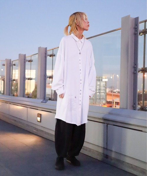 AFYF（エーエフワイエフ）の「AFYF JERZY EMB SHIRT/ジャージー 刺繍ロングシャツ（シャツ/ブラウス・メンズ・ブラック/ホワイト・FREE）」の17枚目の写真