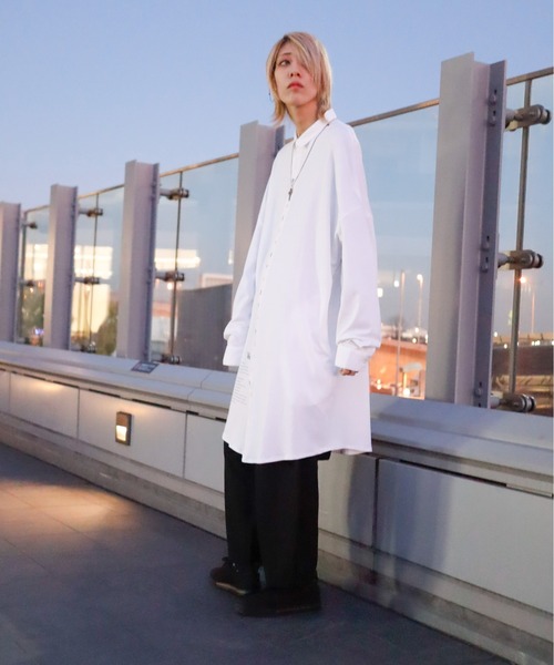 AFYF（エーエフワイエフ）の「AFYF JERZY EMB SHIRT/ジャージー 刺繍ロングシャツ（シャツ/ブラウス・メンズ・ブラック/ホワイト・FREE）」の19枚目の写真