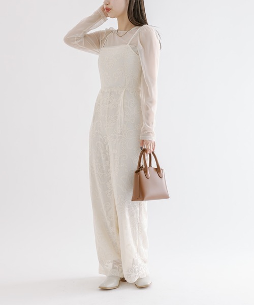 mline（エムライン）の「[mline]レースサロペット（サロペット/オーバーオール・レディース・アイボリー/ブラック・FREE）」の6枚目の写真