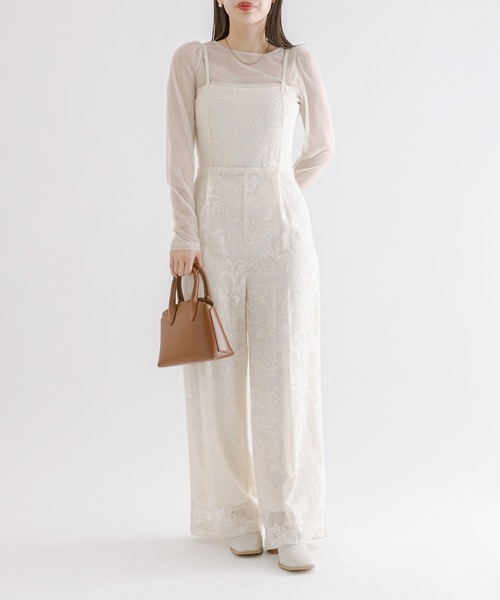 mline（エムライン）の「[mline]レースサロペット（サロペット/オーバーオール・レディース・アイボリー/ブラック・FREE）」の5枚目の写真