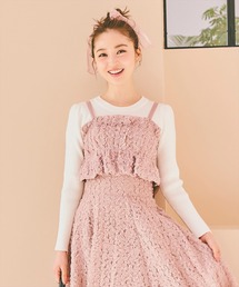 WILLSELECTION - ウィルセレクション♡フラワーモチーフニットピンク ウィルセレクション WILLSELECTION フラワーモチーフニット