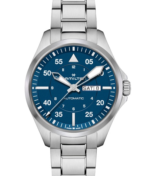 HAMILTON [ハミルトン] 腕時計 Khaki Aviation （カーキ アヴィエーション） Khaki Pilot Day Date オート 自動巻き 42MM ブルー×シルバー（アナログ腕時計）｜HAMILTON（ハミルトン）