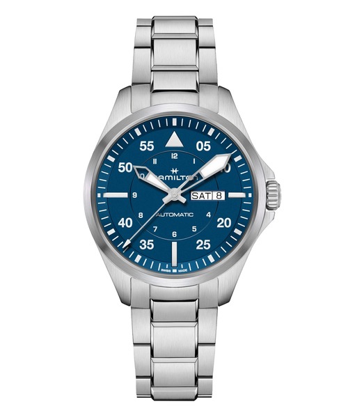 HAMILTON（ハミルトン）の「HAMILTON [ハミルトン] 腕時計 Khaki Aviation （カーキ アヴィエーション） Khaki Pilot Day Date オート 自動巻き 42MM ブルー×シルバー（アナログ腕時計・メンズ・ブルー・FREE）」の2枚目の写真