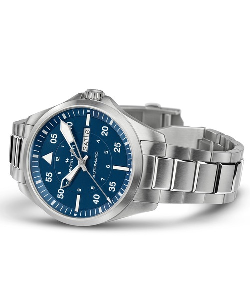 HAMILTON（ハミルトン）の「HAMILTON [ハミルトン] 腕時計 Khaki Aviation （カーキ アヴィエーション） Khaki Pilot Day Date オート 自動巻き 42MM ブルー×シルバー（アナログ腕時計・メンズ・ブルー・FREE）」の3枚目の写真
