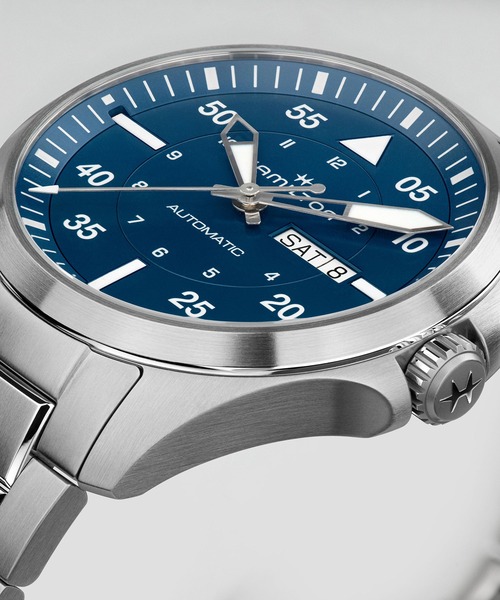HAMILTON（ハミルトン）の「HAMILTON [ハミルトン] 腕時計 Khaki Aviation （カーキ アヴィエーション） Khaki Pilot Day Date オート 自動巻き 42MM ブルー×シルバー（アナログ腕時計・メンズ・ブルー・FREE）」の5枚目の写真