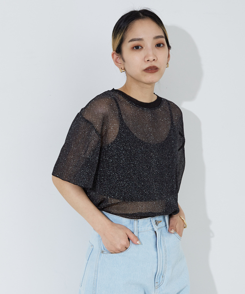 NOMINE（ノミネ）の「チュールTシャツ（Tシャツ/カットソー・レディース・ブルー系その他/アイボリー/ブラック系その他2/ブラック系その他・フリー）」の3枚目の写真