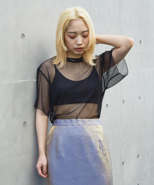 NOMINE（ノミネ）の「チュールTシャツ（Tシャツ/カットソー・レディース・ブルー系その他/アイボリー/ブラック系その他2/ブラック系その他・フリー）」の4枚目の写真