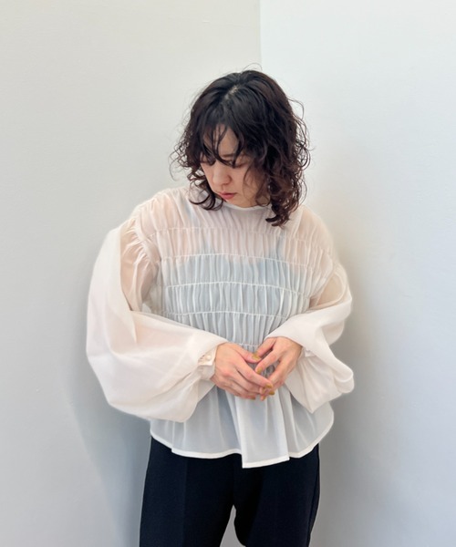 ワッシャーシアーシャーリングトップス（シャツ/ブラウス）｜y/m（イム）