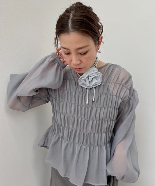 ワッシャーシアーシャーリングトップス（シャツ/ブラウス）｜y/m（イム）