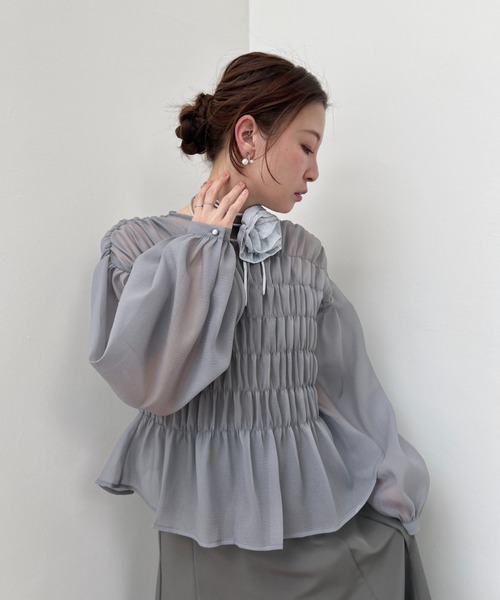 ワッシャーシアーシャーリングトップス（シャツ/ブラウス）｜y/m（イム）