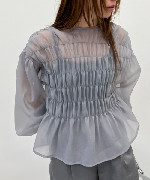 ワッシャーシアーシャーリングトップス（シャツ/ブラウス）｜y/m（イム）