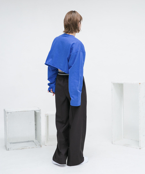 KBF（ケイビーエフ）の「リメイクライククロップドTEE（Tシャツ/カットソー・レディース・チャコールグレー/ブルー/オフホワイト・ONE）」の20枚目の写真