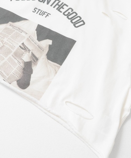 KBF（ケイビーエフ）の「リメイクライククロップドTEE（Tシャツ/カットソー・レディース・チャコールグレー/ブルー/オフホワイト・ONE）」の9枚目の写真