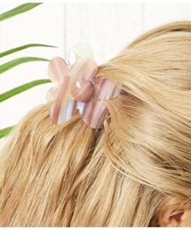 フラワー ストライプ ビッグ バンスクリップ ヘアクリップ