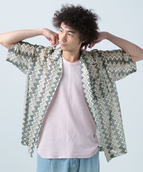 BAYFLOW(ベイフロー)の「ウェーブレースハーフスリーブシャツ(シャツ/ブラウス・メンズ・グレー/イエロー/ベージュ・MEDIUM/LARGE)」の3枚目の写真