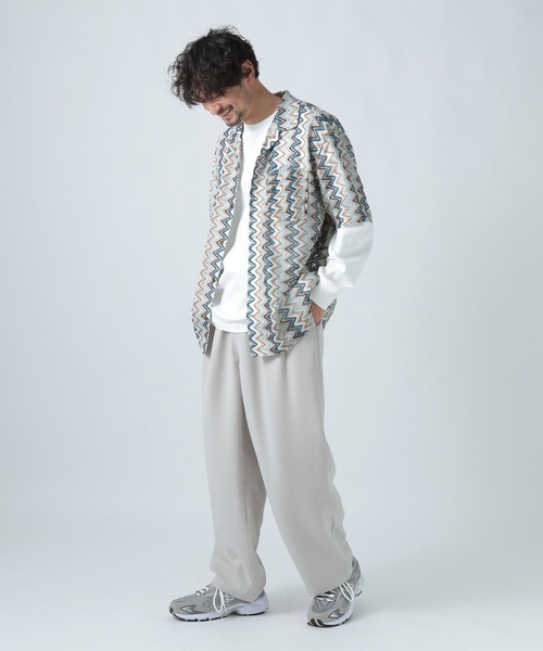 BAYFLOW(ベイフロー)の「ウェーブレースハーフスリーブシャツ(シャツ/ブラウス・メンズ・グレー/イエロー/ベージュ・MEDIUM/LARGE)」の5枚目の写真