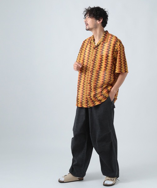BAYFLOW(ベイフロー)の「ウェーブレースハーフスリーブシャツ(シャツ/ブラウス・メンズ・グレー/イエロー/ベージュ・MEDIUM/LARGE)」の6枚目の写真
