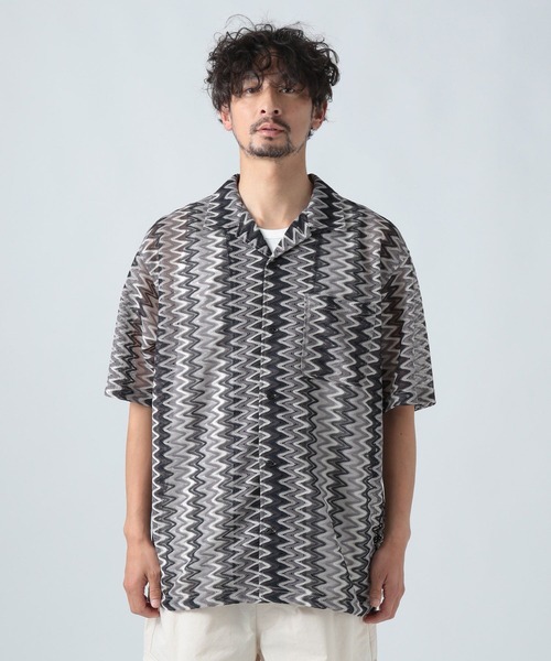 BAYFLOW(ベイフロー)の「ウェーブレースハーフスリーブシャツ(シャツ/ブラウス・メンズ・グレー/イエロー/ベージュ・MEDIUM/LARGE)」の7枚目の写真