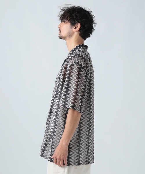 BAYFLOW(ベイフロー)の「ウェーブレースハーフスリーブシャツ(シャツ/ブラウス・メンズ・グレー/イエロー/ベージュ・MEDIUM/LARGE)」の8枚目の写真