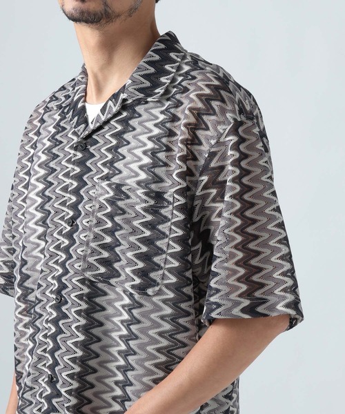 BAYFLOW(ベイフロー)の「ウェーブレースハーフスリーブシャツ(シャツ/ブラウス・メンズ・グレー/イエロー/ベージュ・MEDIUM/LARGE)」の10枚目の写真