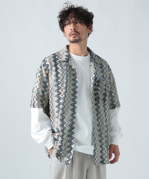 BAYFLOW(ベイフロー)の「ウェーブレースハーフスリーブシャツ(シャツ/ブラウス・メンズ・グレー/イエロー/ベージュ・MEDIUM/LARGE)」の21枚目の写真